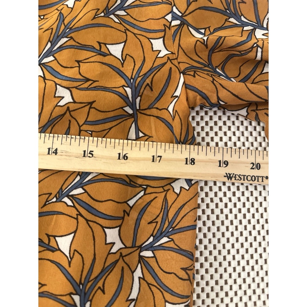 NORDSTROM Pleione Blouse Size XS Top Bubble Hem Caramel Iris Print SHIRT CAREER - Picture 7 of 9